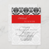 Damask Monogram Probe Dinner Card Rot Einladung (Vorne/Hinten)