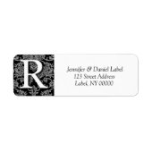 Damask Monogram R Mailadresse Labels (Vorne)