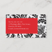 Damask Monogram Red Business Card Visitenkarte (Rückseite)