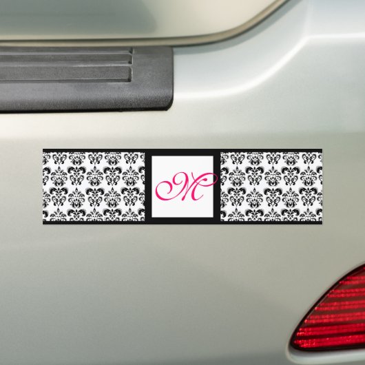 DAMASK MONOGRAM, rosa Fuchsie Autoaufkleber (Auf Auto)