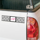 DAMASK MONOGRAM, rosa Fuchsie Autoaufkleber (Auf Lkw)