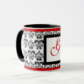 DAMASK MONOGRAM, rot Tasse (Vorderseite Links)