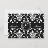 Damask Monogram RSVP Cards für Square Einladung (Vorderseite)