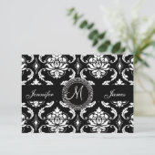 Damask Monogram RSVP Cards für Square Einladung (Stehend Vorderseite)