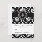 Damask Monogram RSVP Cards für Square Einladung (Rückseite)