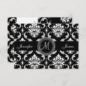Damask Monogram RSVP Cards für Square Einladung (Vorne/Hinten)