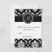 Damask Monogram RSVP Cards für Square Einladung (Rückseite)
