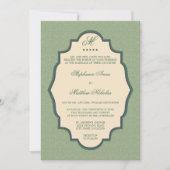 Damask Monogram Sage Green Wedding Einladung (Vorderseite)