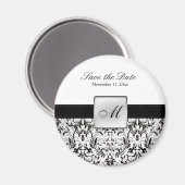 Damask Monogram Save the Date Magnete Magnet (Vorderseite/Rückseite)