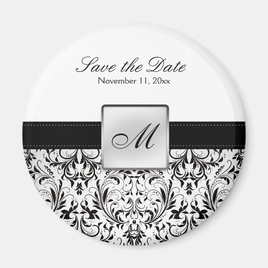 Damask Monogram Save the Date Magnete Magnet (Vorne)