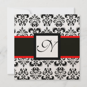 DAMASK MONOGRAM, Schwarz, Weiß, Rot Champagner Met Einladung