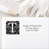 Damask Monogram T Address Shipping Labels (Insitu)