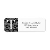Damask Monogram T Address Shipping Labels (Vorne)