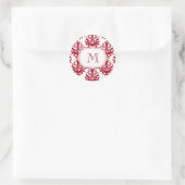 Damask Monogram Umschlag Aufklebers Stickers Red (Tasche)