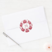 Damask Monogram Umschlag Aufklebers Stickers Red (Umschlag)