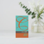 Damask Monogram Visitenkarte (Stehend Vorderseite)