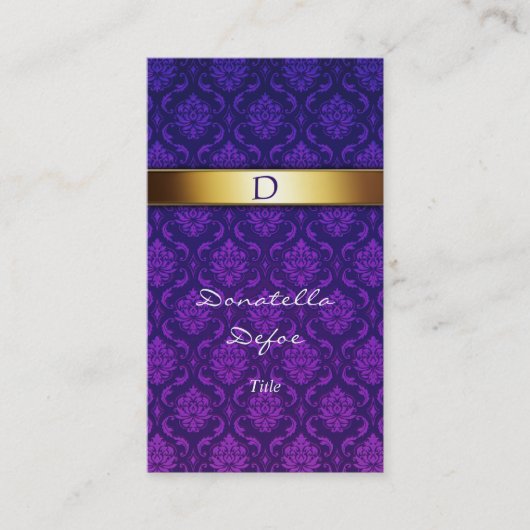 Damask Monogram Visitenkarte Professional (Vorderseite)