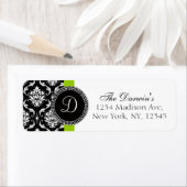 Damask Monogram Wedding Address Labels Green (Insitu)