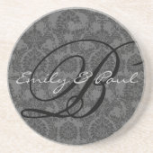 Damask Monogram Wedding Anniversary Untersetzer (Vorne)