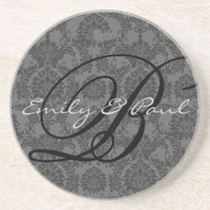 Damask Monogram Wedding Anniversary Untersetzer