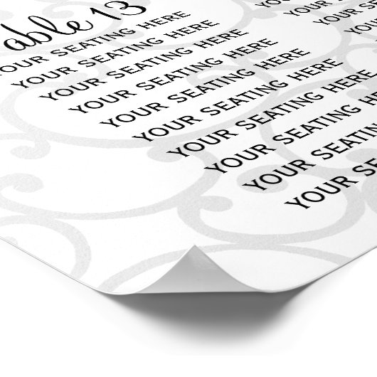 Damask Monogram Wedding Chart Poster (Ecke)