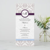 Damask Monogram Wedding Einladung (Stehend Vorderseite)