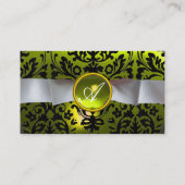 DAMASK MONOGRAM weißes Band schwarz gelb Visitenkarte (Rückseite)