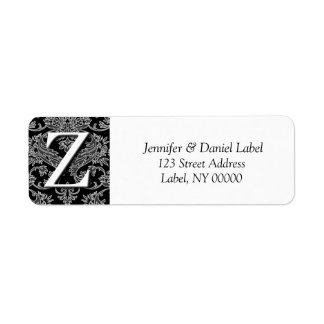Damask Monogram Z Rücksendeadressen-Aufkleber
