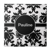 Damask Monogramm-Keramik Fliese (Vorderseite)