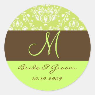 Damask Monogramm Runder Aufkleber