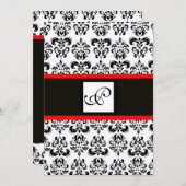 DAMASK-MONOGRAMM, schwarz, weiß, rot Einladung (Vorne/Hinten)