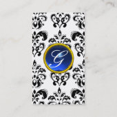DAMASK MONOGRAMM Schwarz-weiße Aubergine Visitenkarte (Rückseite)