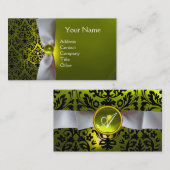 DAMASK MONOGRAMM, weißes Band, schwarz gelb Visitenkarte (Vorne/Hinten)