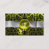 DAMASK MONOGRAMM, weißes Band, schwarz gelb Visitenkarte (Rückseite)