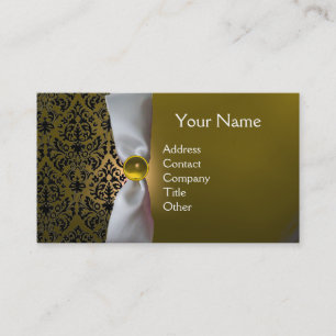 DAMASK MONOGRAMM, weißes Band, schwarz gelb Visitenkarte