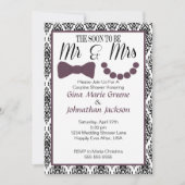Damask Mr. and Mrs. Shower Invitation (Eggplant) Einladung (Vorderseite)