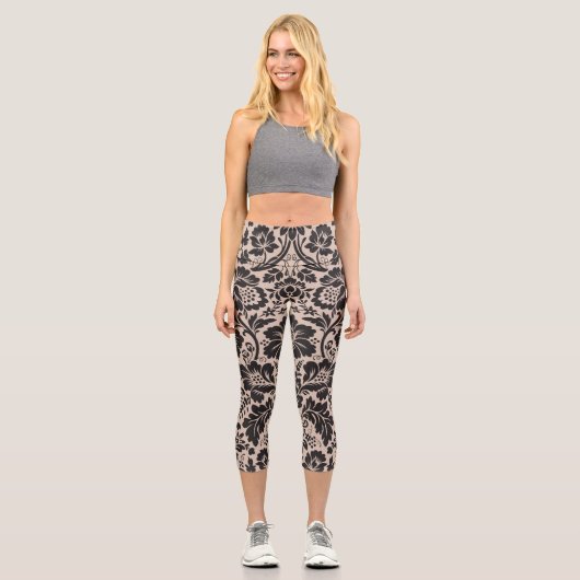 Damask Muster 4 Capri Leggings (Vorderseite)
