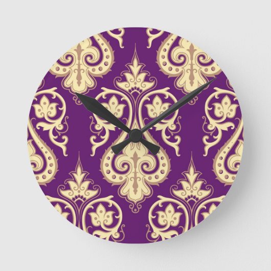 Damask Muster 4 Runde Wanduhr (Vorderseite)