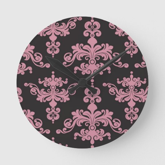 Damask Muster 5 Runde Wanduhr (Vorderseite)