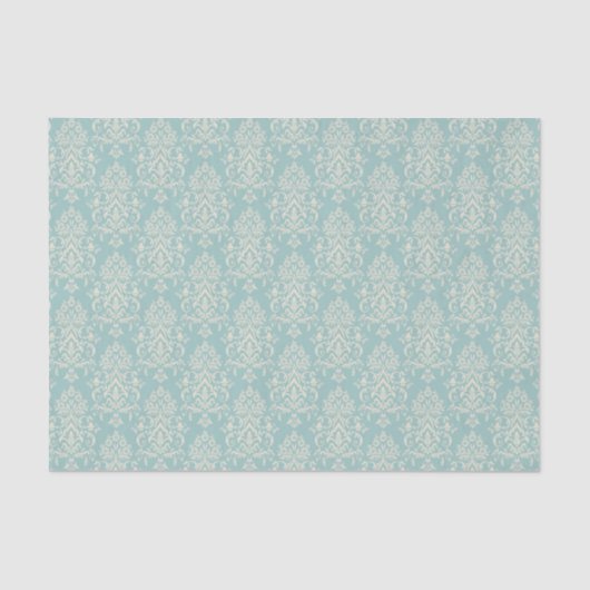 Damask Muster auf einem hellblauen Hintergrund Seidenpapier (Vorderseite)