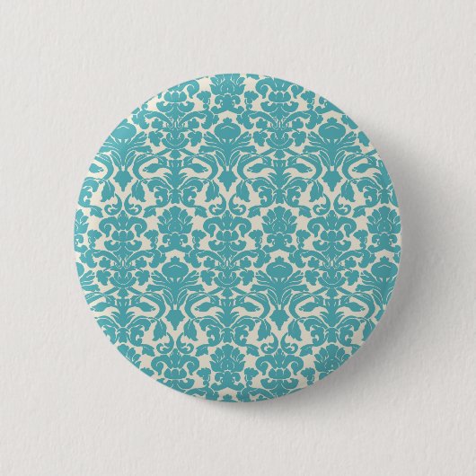 Damask Muster, Blue Damask, französischer Damaske Button (Vorderseite)
