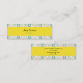 Damask Muster, Blue Damask, französischer Damaske Mini Visitenkarte (Vorne/Hinten)