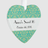 Damask Muster, Blue Damask, Sweet 16, Birthday Ornament (Vorderseite)