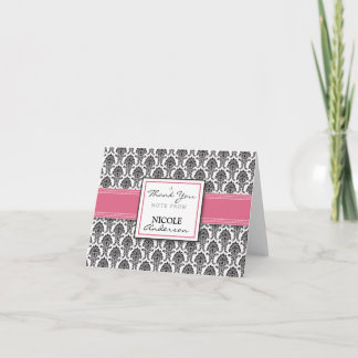 Damask Muster Custom Danke Card (rosa)
