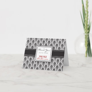 Damask Muster Custom Danke Card (schwarz)