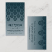 Damask Muster (Deep Blue) Visitenkarte (Vorne/Hinten)
