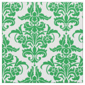 Damask Muster - Grass grün auf Weiß Stoff (Nahaufnahme)