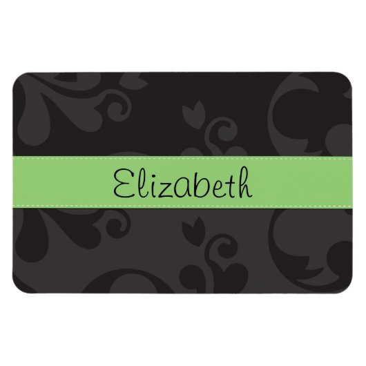 Damask Muster, Grau Damaske, Ihr Name Magnet (Horizontal)