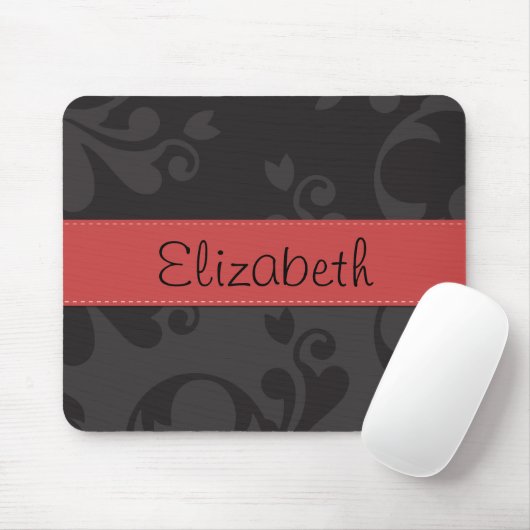 Damask Muster, Grau Damaske, Ihr Name Mousepad (Mit Mouse)