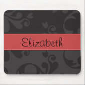 Damask Muster, Grau Damaske, Ihr Name Mousepad (Vorne)